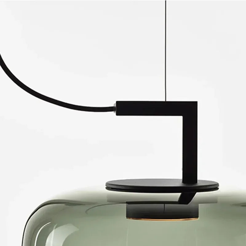suspension lumineuse vert clair moderne transparente clips câble noir marron noir