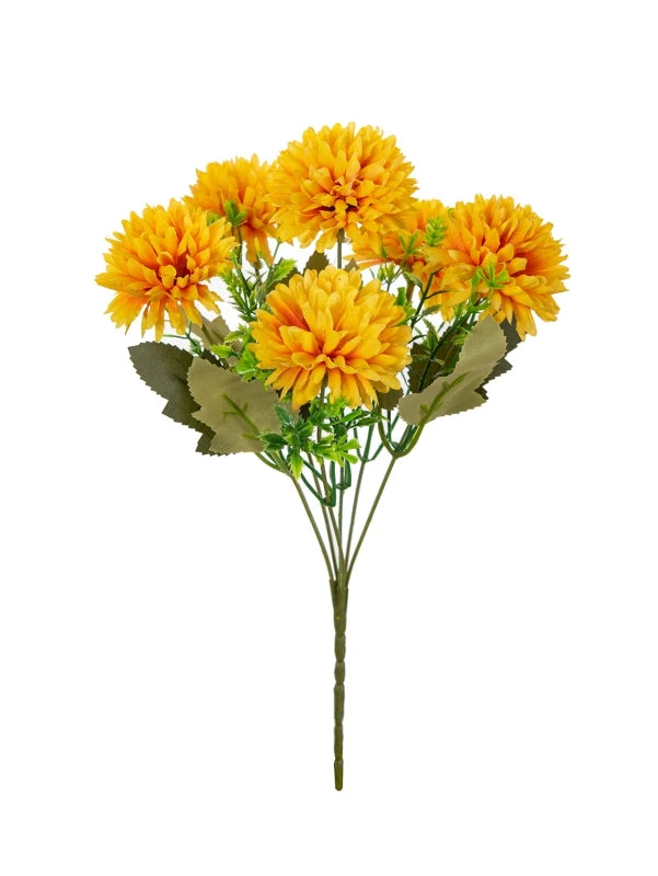 décoration intérieure bouquet fleurs artificielles gerbera modernes pompons couleur rouge blanc jaune minimaliste