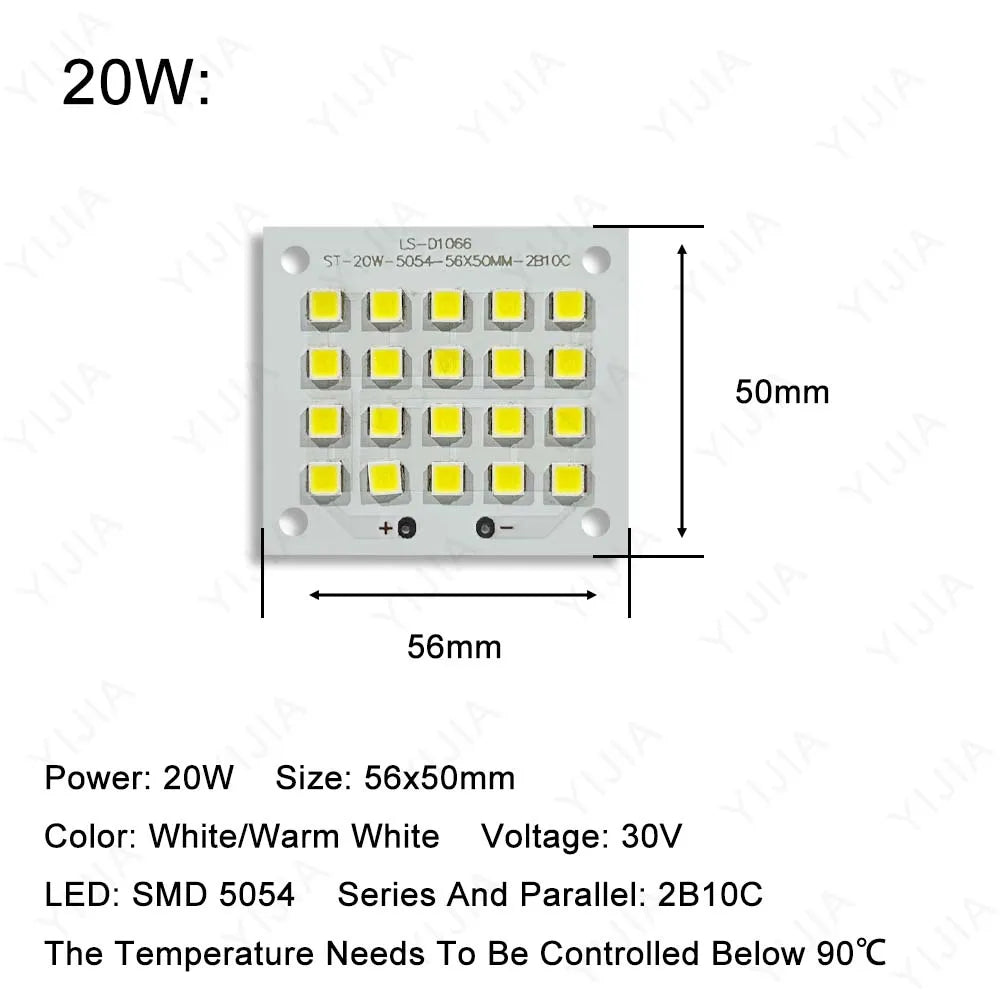 plaque led blanc blanc chaud 10w 20w 30w 50w 100w 150w 200w smd 5054