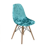 housse chaise velours brillante moderne bleu blanc protection polyester elasthanne