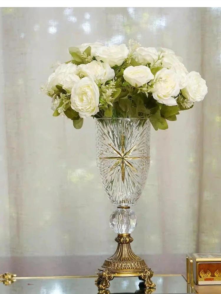 Vase haut de gamme en verre patiné - vue de profil