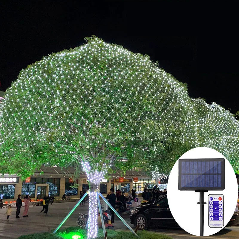 filet lumineux solaire extérieur décoration jardin mariage rideau maille led étanche blanc multicolore