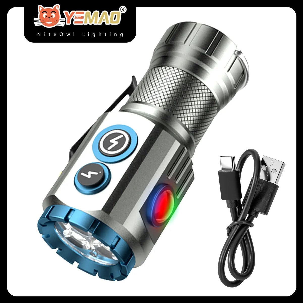 lampe poche tactique rechargeable led 2550lm clip aimant modes lumière intense