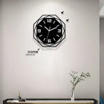 horloge murale géométrique moderne minimaliste octogonale aiguille quartz noire blanche grisclair