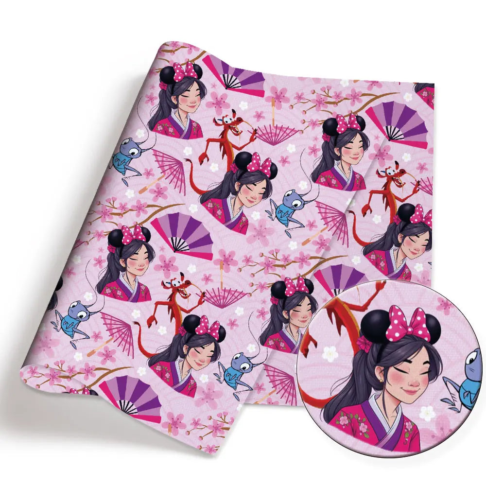 tissu coton patchwork personnages disney serviette enfant rose blanc vert bleu motif illustration colorée