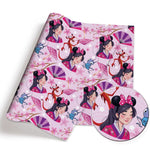 tissu coton patchwork personnages disney serviette enfant rose blanc vert bleu motif illustration colorée