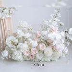 arrangement floral artificiel blanc romantique mariage roses orchidées gypsophile 80cm 40cm vase crème
