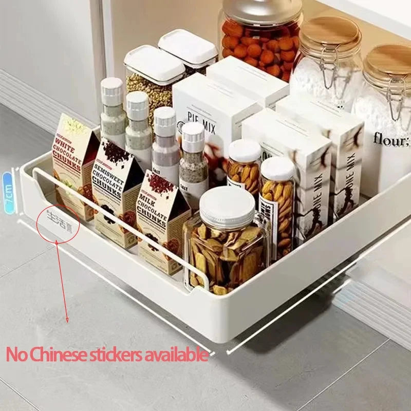 tiroir rangement blanc coulissant adhésif moderne fonctionnel armoire cuisine plateau épices