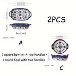 assiettes soupe vintage céramique fleur bleue rouge bordure ornée compatibles four lave vaisselle