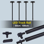 système rail led noir moderne connecteurs rails modulables éclairage intérieur salon