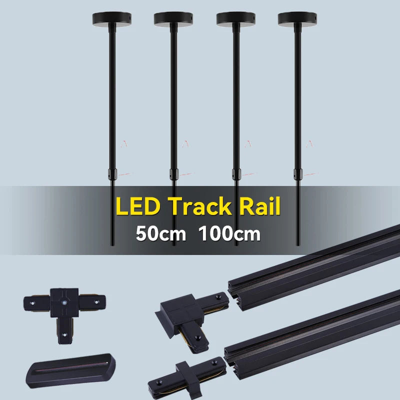 système rail led noir moderne connecteurs rails modulables éclairage intérieur salon