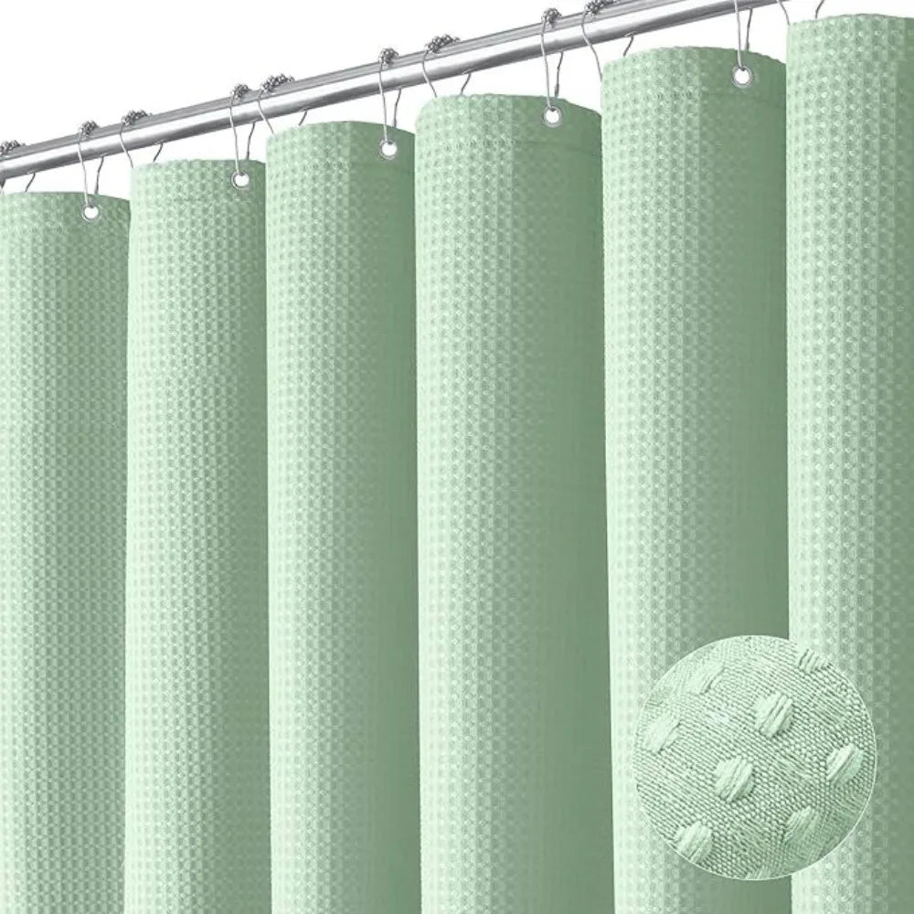 rideau douche vert moderne tissé points imperméable métalliques salle bain