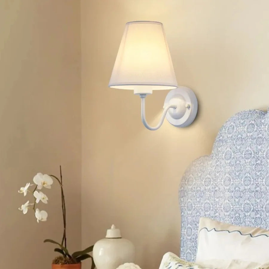 lampe murale moderne or noir blanc toile lin nordique romantique fixée mur vis led