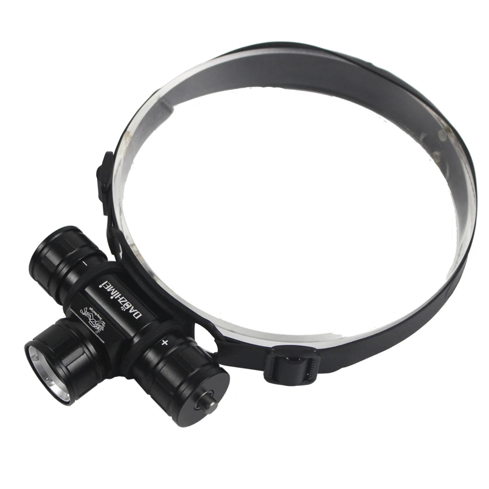 lampe torche plongée noire ceinture ajustable mode haut bas 30w led pratique compact exploration