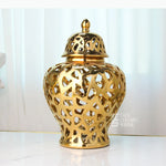 vase moderne or blanc argent réseau géométrique élégant poignée couvercle