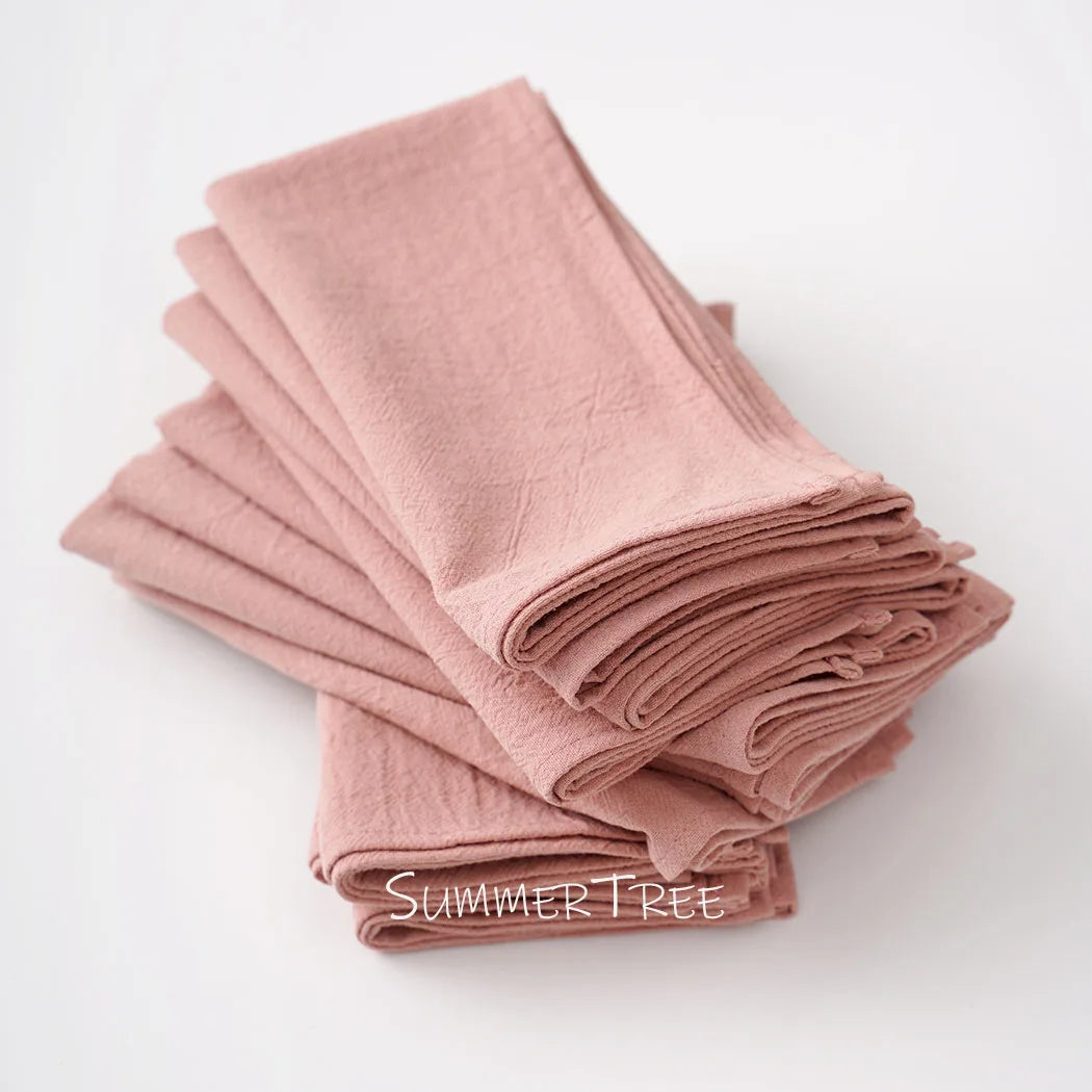 serviettes coton 40x40cm réutilisables rose pâle beige bleu orange blanc vert marron classiques maison