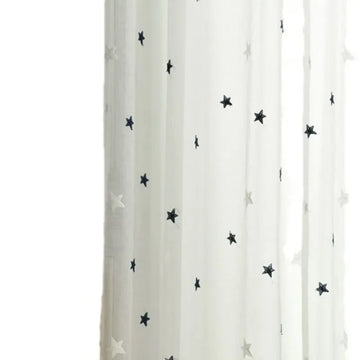 rideau moderne blanc étoiles noires motif tissu léger salon chambre fenêtre maison