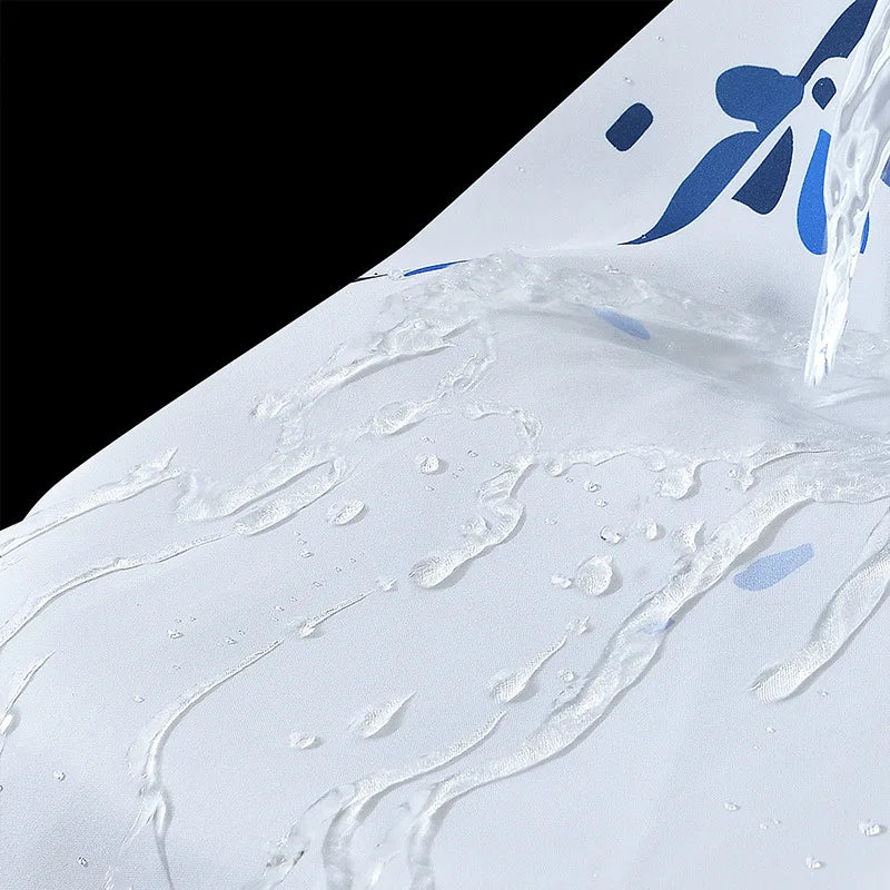 rideau douche tissu polyester blanc motif fleurs moderne élégant salle bain imperméable opaque