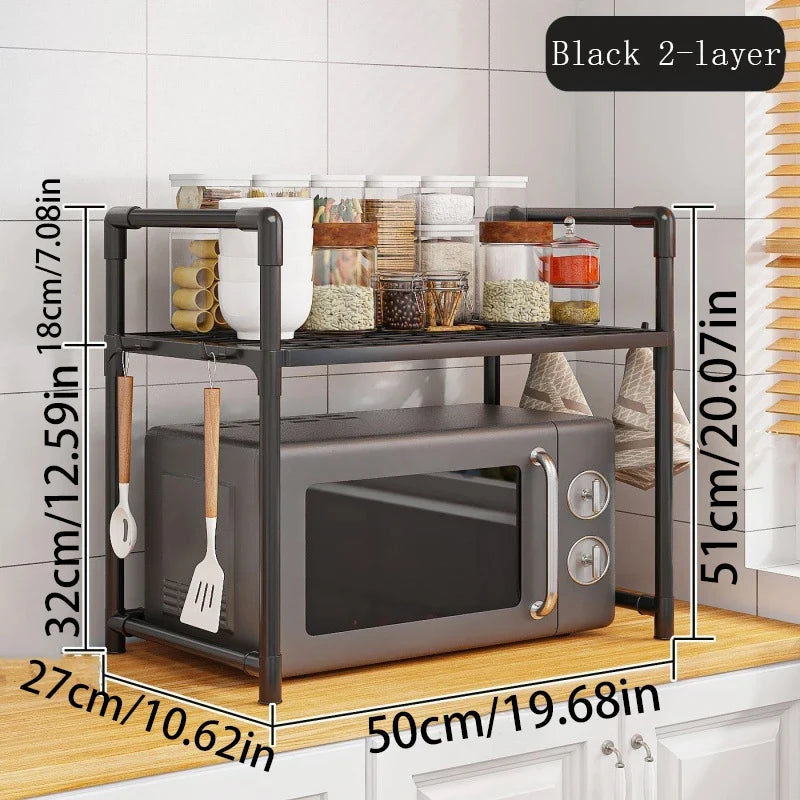 étagère cuisine moderne trois niveaux blanc noir rangement micro onde couteaux bouteilles serviettes