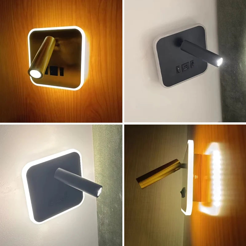 lampe murale multifonctionnelle moderne rechargeable usb noir blanc bronze laiton