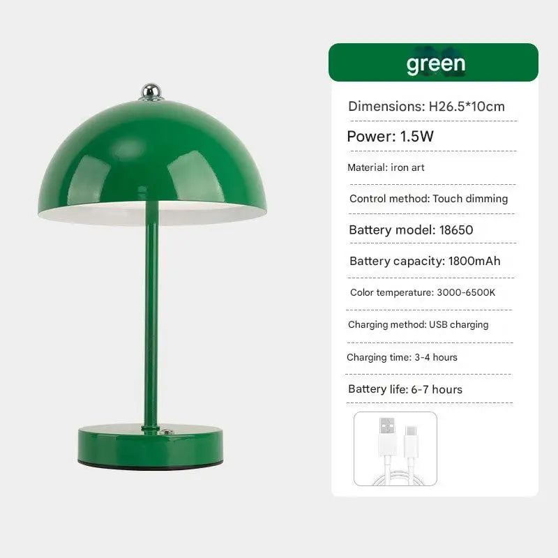 lampe table moderne rechargeable led bleu vert rose interrupteur tactile abat jour métallique chambre