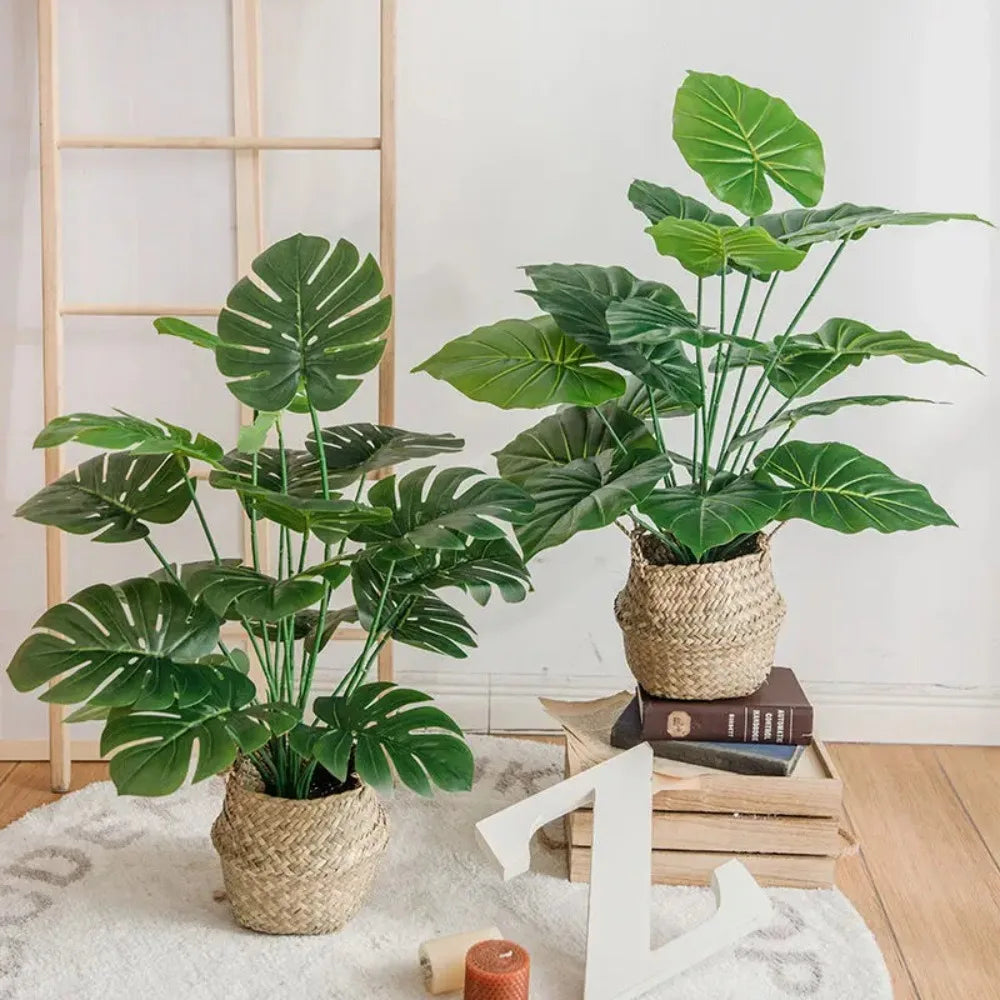 plantes artificielles feuilles palmiers vertes modernes intérieur décoration salon naturelles grandes nervures sans pot