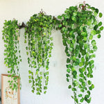 plantes artificielles suspendues feuilles vertes modernes extérieures clips métalliques vigne accrochées extérieur exposition mariage