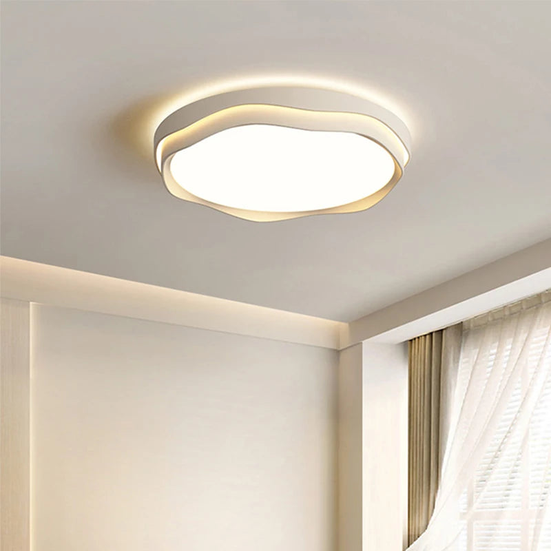 plafonnier led moderne blanc beige rond ondulé mat intérieur minimaliste intensité variable toucher
