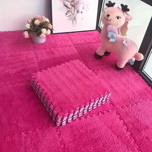 tapis modulable géométrique moelleux noir gris bleu rose moderne adhésif 30cm 10pcs 20pcs
