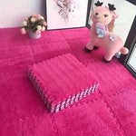 tapis modulable géométrique moelleux noir gris bleu rose moderne adhésif 30cm 10pcs 20pcs