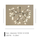suspension lumineuse moderne branchée feuilles translucides lumière led blanc doré