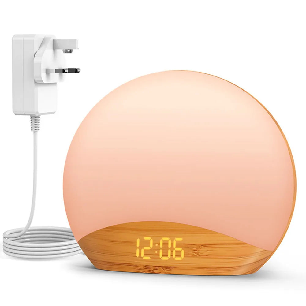 lampe ambiance graduel lever soleil affichage numerique son apaisant controle luminosite snooze stereo 5w