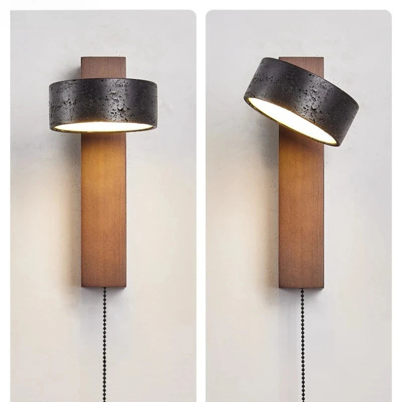 Applique murale LED moderne minimaliste pierre noire interrupteur chaîne japonais