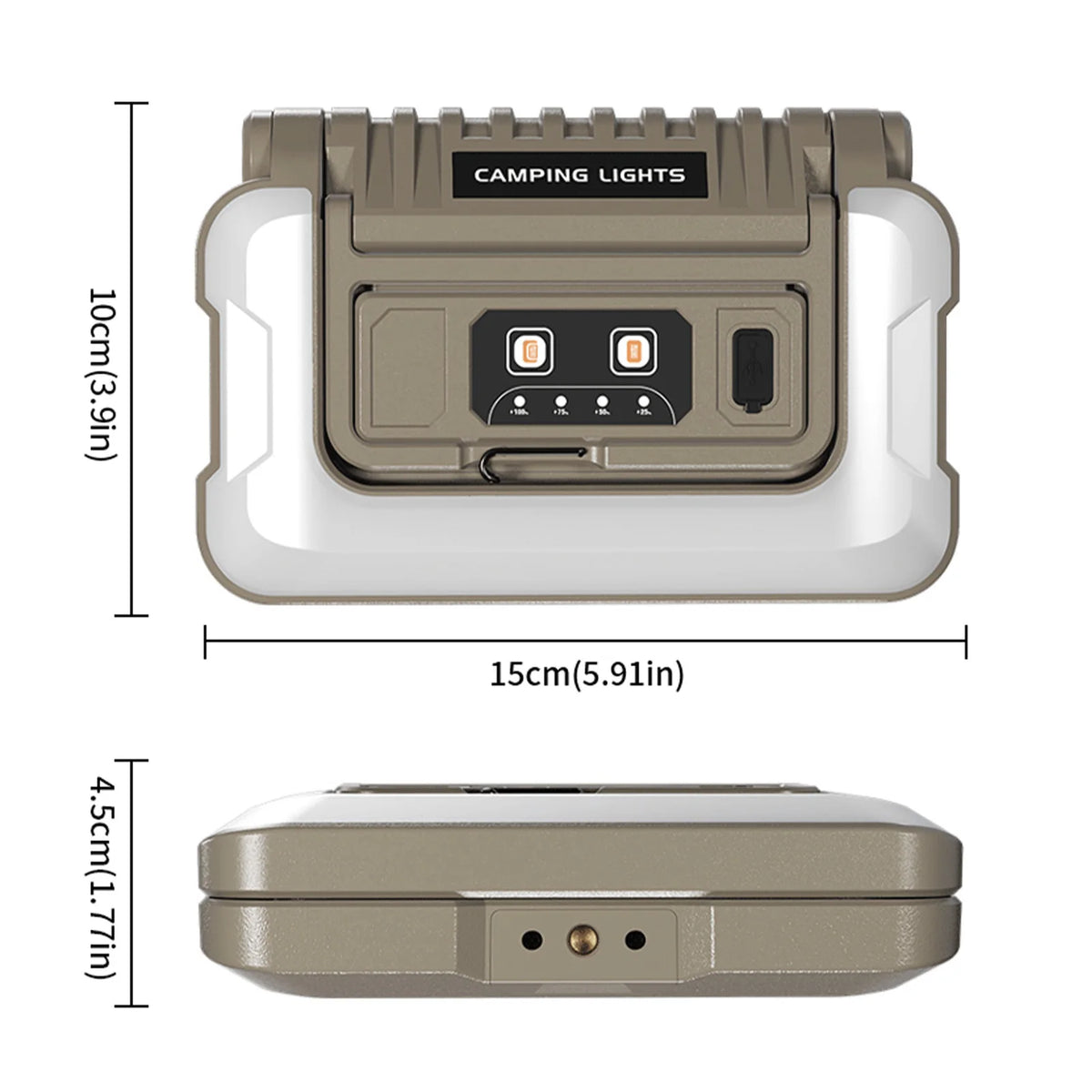 lampe camping pliable beige robuste clips modes éclairage pratique contrôlabile