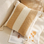 coussins patchwork marron beige motifs géométriques imprimé léopard contemporain polyester coton respectueux environnement non