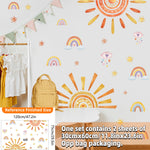 stickers muraux dessin animé soleil souriant arc ciel enfant chambre salon decoration murale jaune