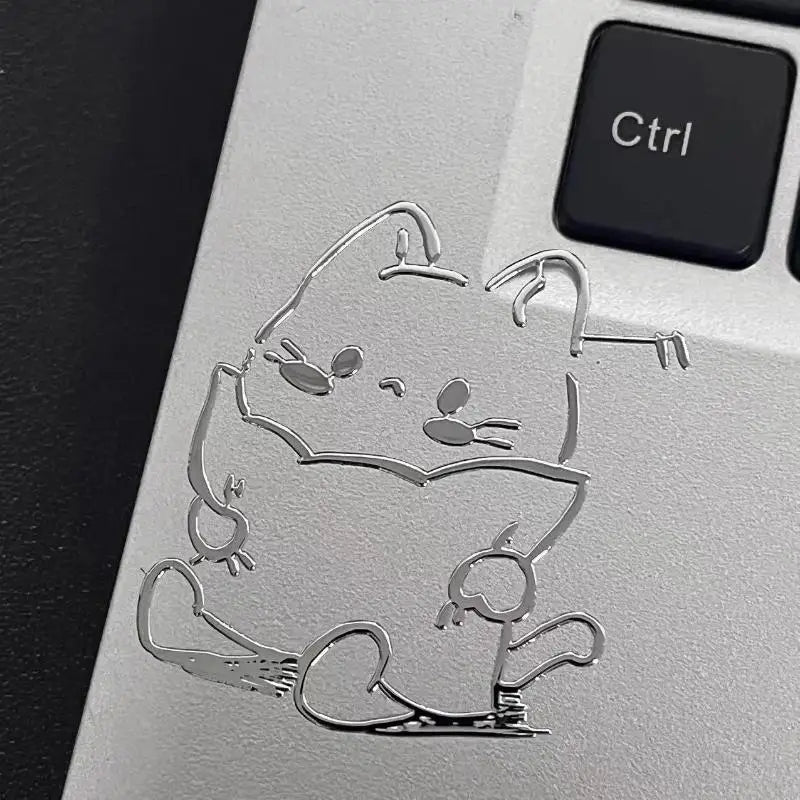 sticker autocollant 3d dessins animés chat noir blanc décoration téléphone diy illustration simple