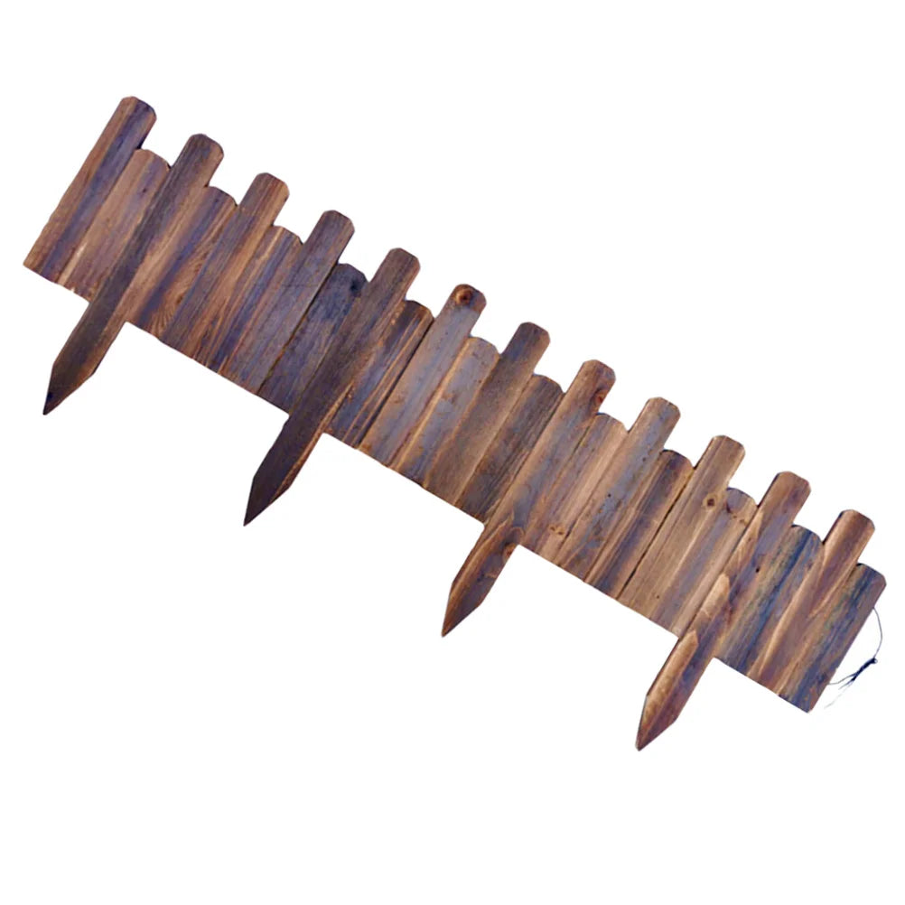 bordure jardin bois marron rustique vieilli pointes plantées sol suspension landscaping edging