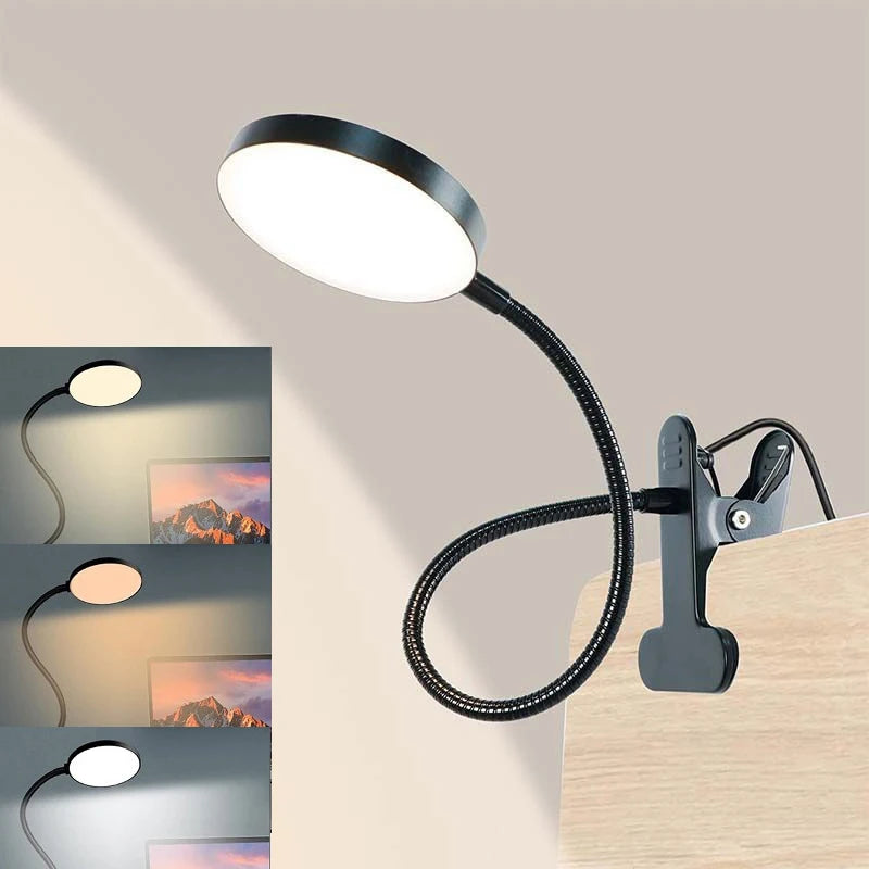 lampe pince flexible led usb rechargeable 360 rotation noir blanc moderne
