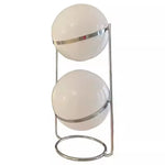 lampe sol moderne blanc chrome sphères translucides pied circulaire base circulaire
