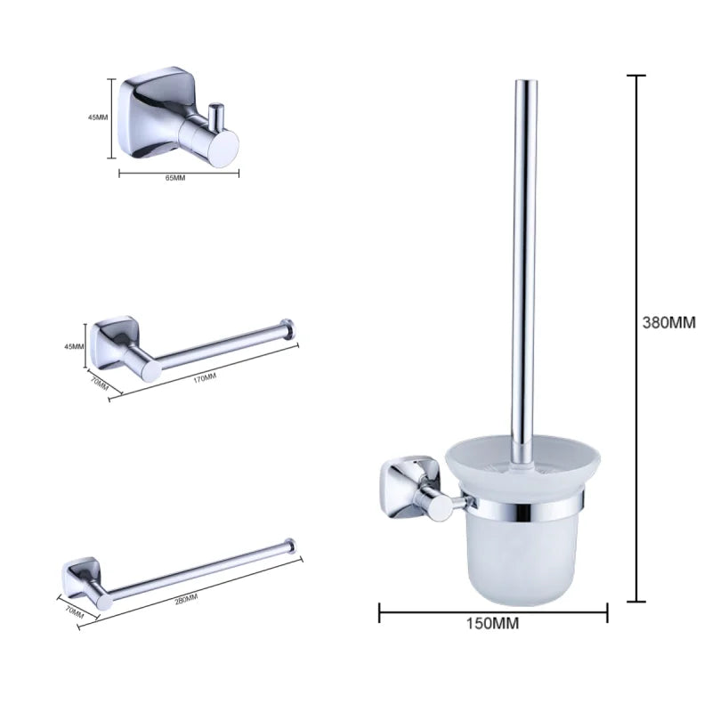 ensemble accessoires salle bain chrome porte serviette savon dentifrice gobelet mural métal