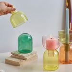 bougeoir vase transparent moderne vert marron bleu violet jaune rose