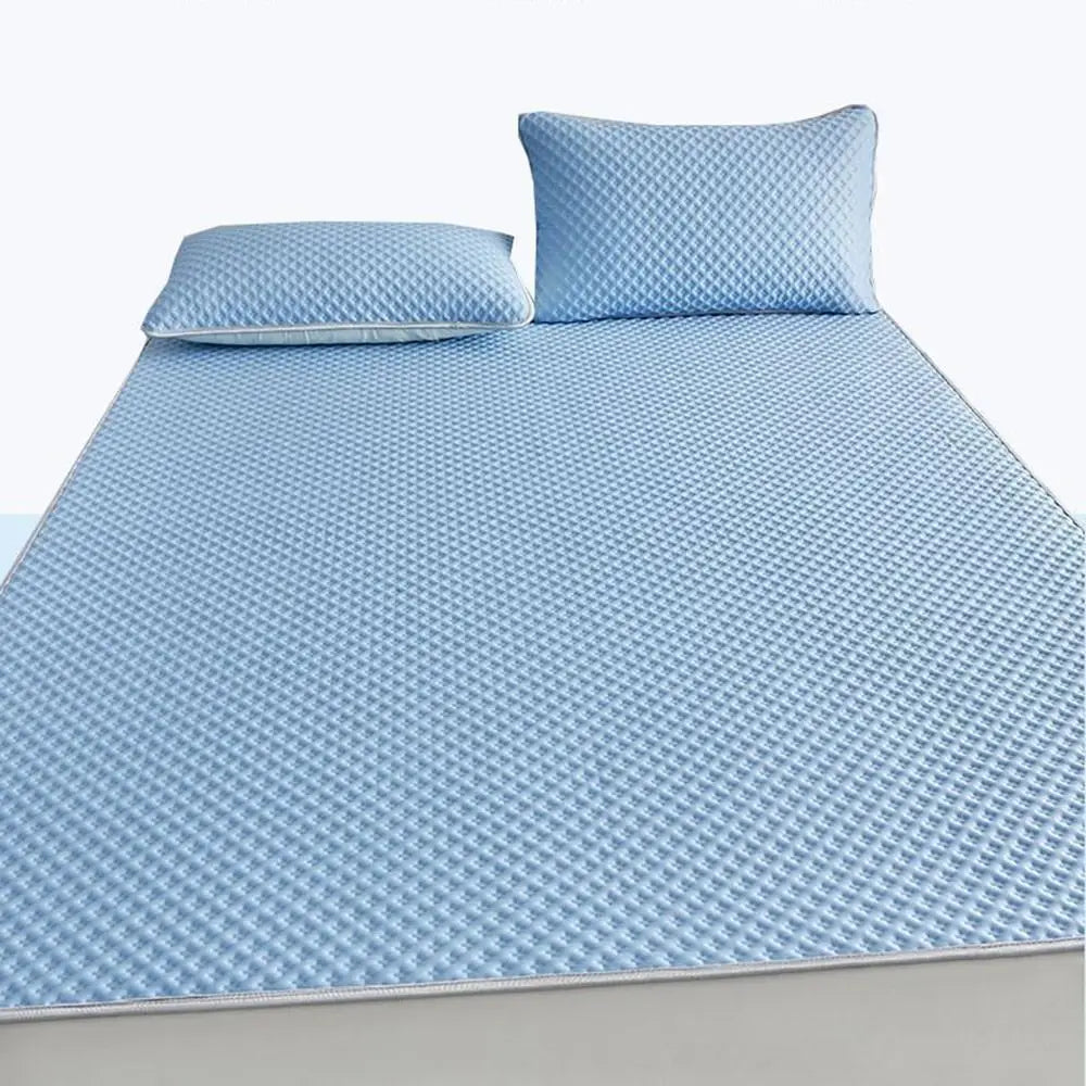 matelas rafraîchissant bleu clair texture géométrique moderne oreiller
