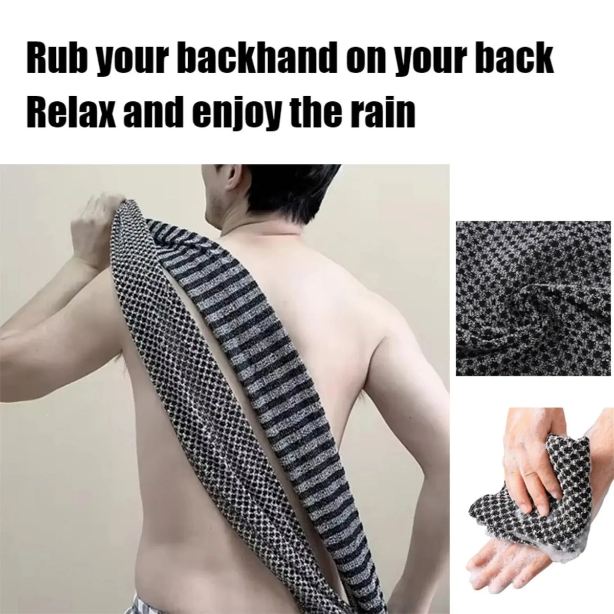 gant bain noir maille fine moderne nettoyage corps antibactérien éponge polyester usage multiple soins