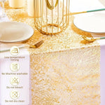 nappe runner festive or argent rose motif ajouré semi transparent mariage table décoration anniversaire