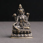 statue bouddhiste bronze doré décoration complexe base florale traditionnelle religieuse maison