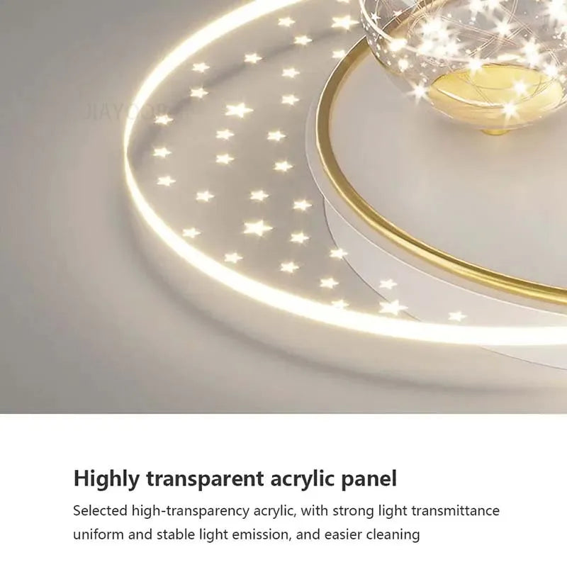 plafonnier moderne blanc doré acrylique motifs lumineux facile certifications sécurité