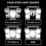 lampe frontale led rechargeable bleu doré bande ajustable camping pêche chasse rando flashlight headlamp