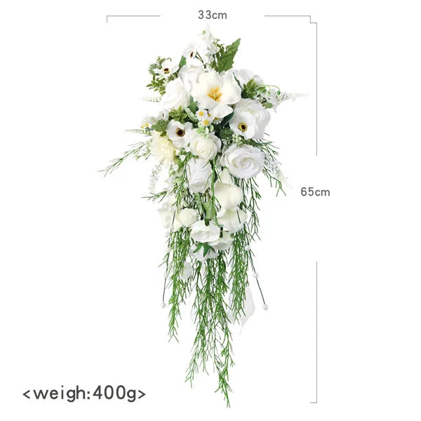 bouquets mariage fleurs artificielles cascade blanc rose violet bleu