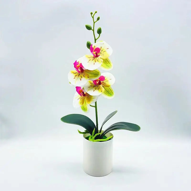 décoration intérieure orchidée artificielle rose blanc vert moderne élégante maison
